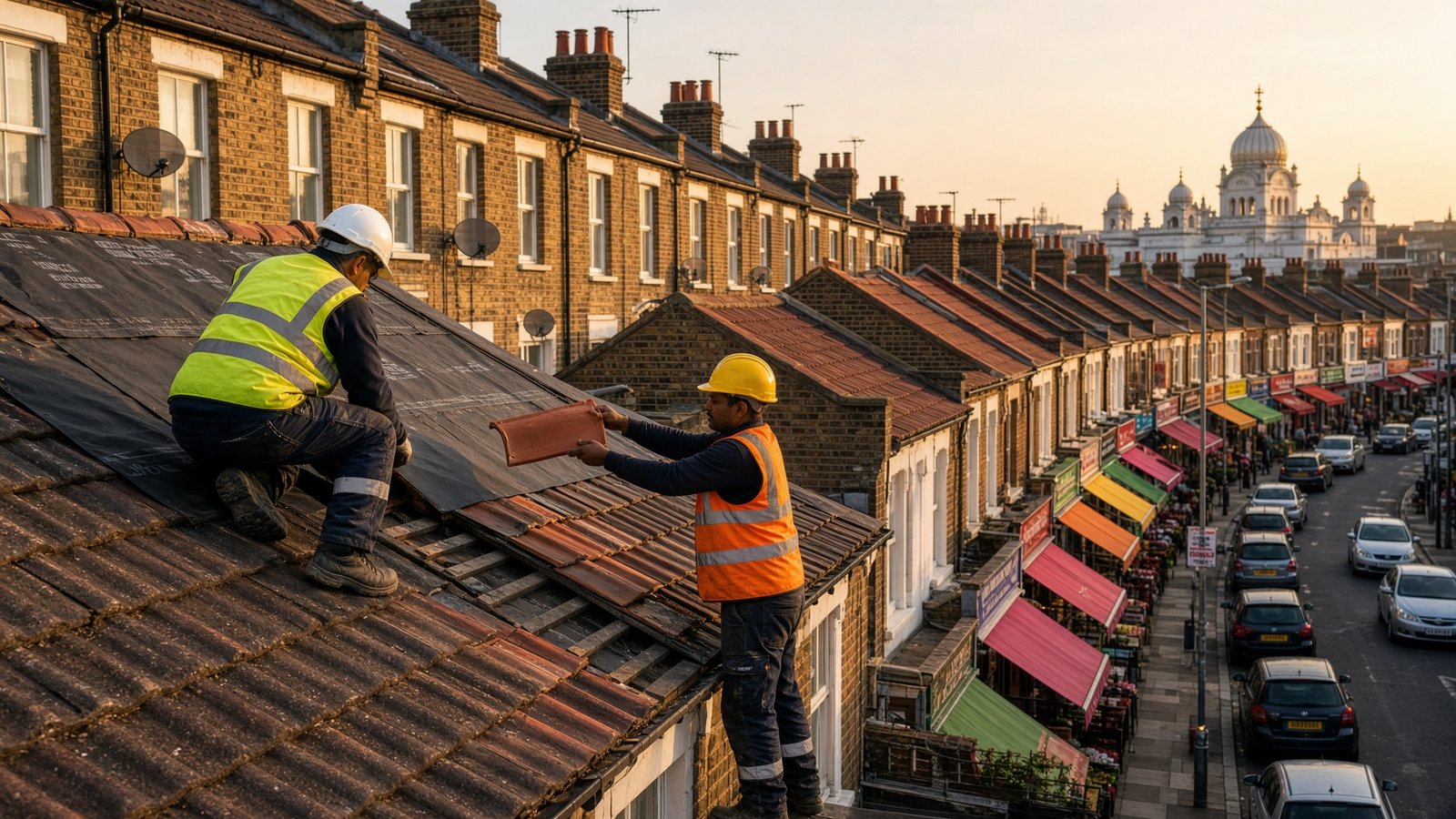 Flat roof specialists Ealing — GNP Roofing fitting a GRP fibreglass flat roof